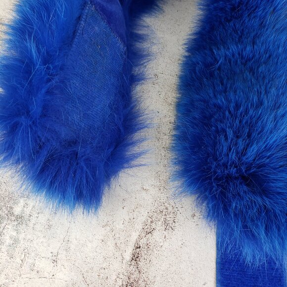 Vintage Genuine Fox Fur Headband Adjustable Size Royal Blue - Picture 11 of 14